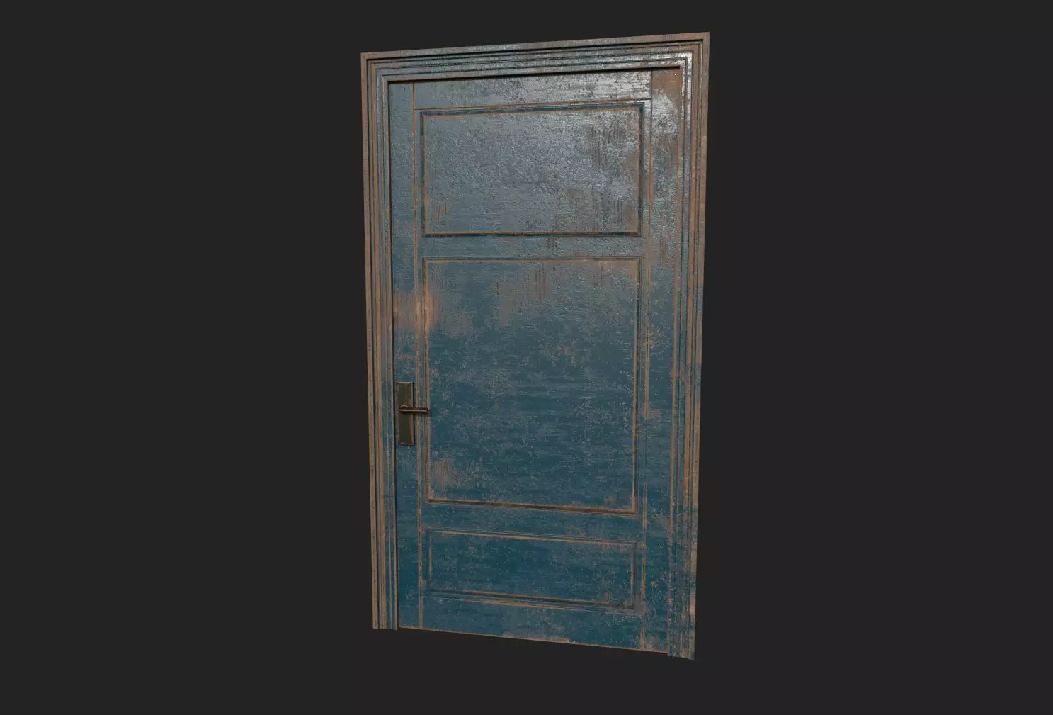 Wooden Door Low-poly 3D model_0