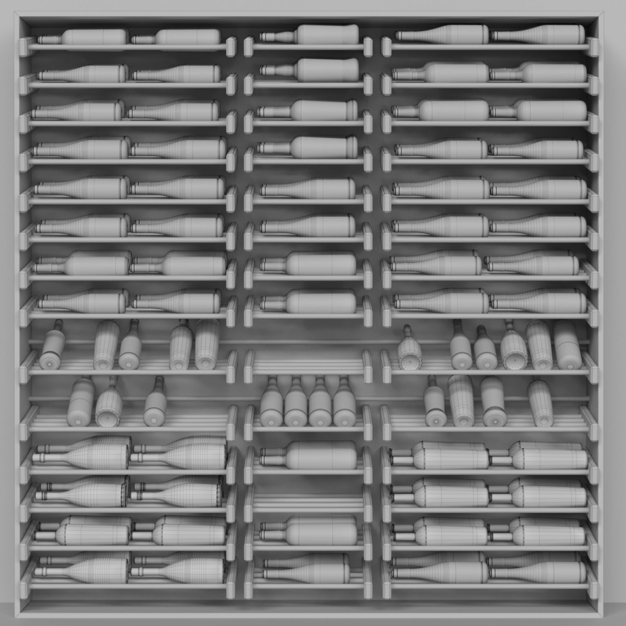 Wine showcase with wine 3D model_1