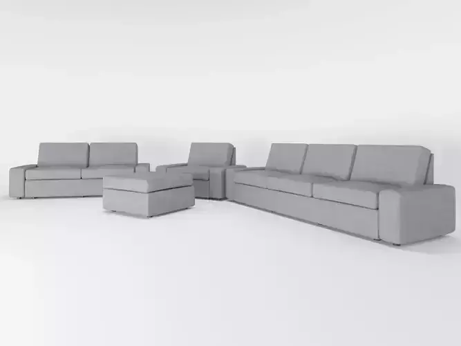 Set Sofa grey coton 3D model