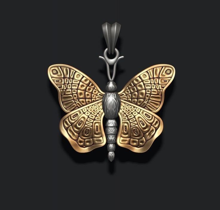 Butterfly pendant 3D print model_2