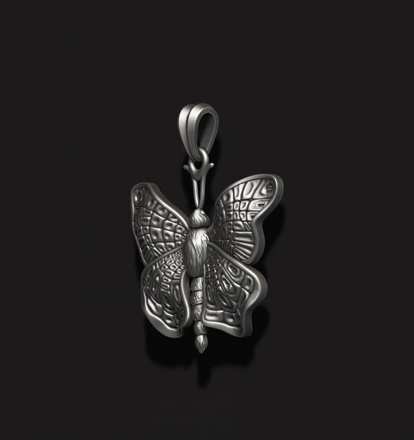 Butterfly pendant 3D print model_7