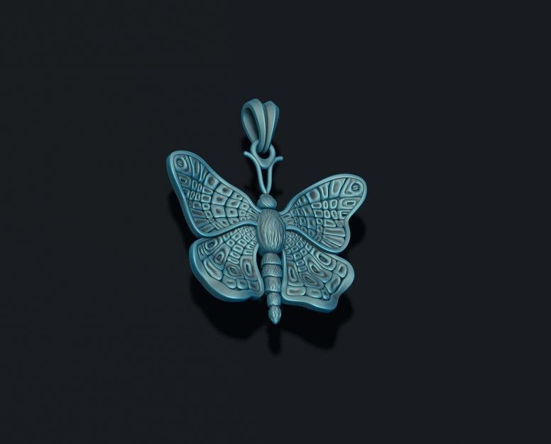 Butterfly pendant 3D print model_9
