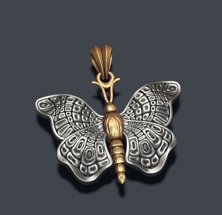 Butterfly pendant 3D print model_5