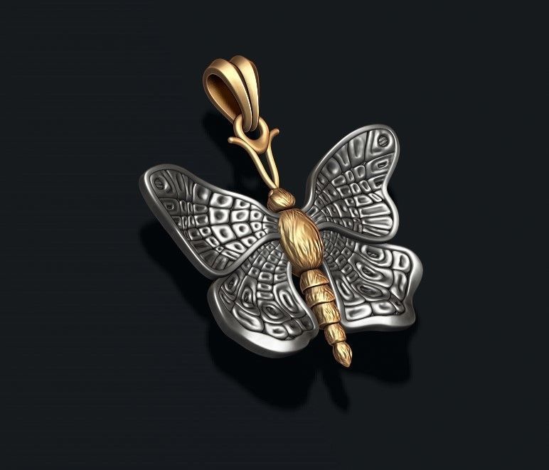 Butterfly pendant 3D print model_4