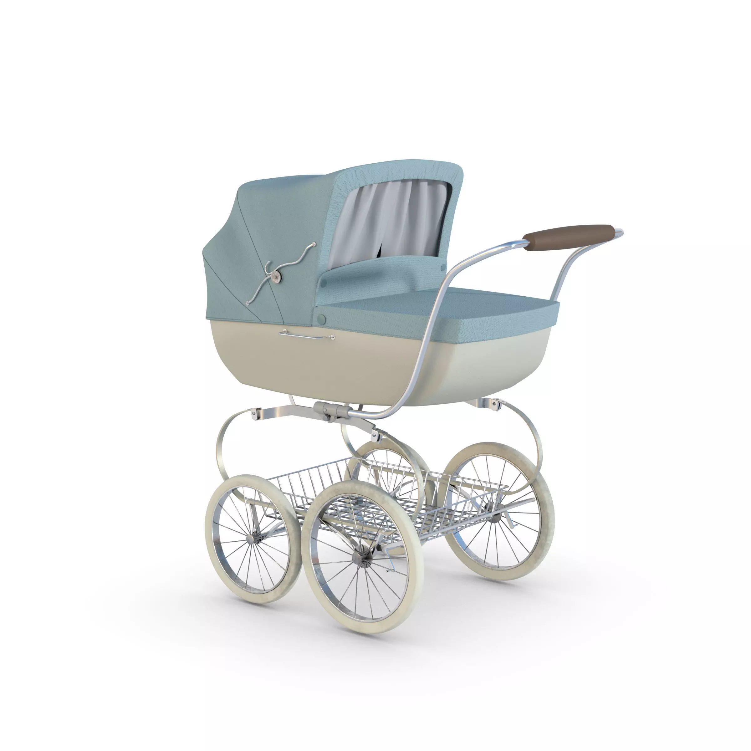 Vintage  Baby Stroller 3D model_0