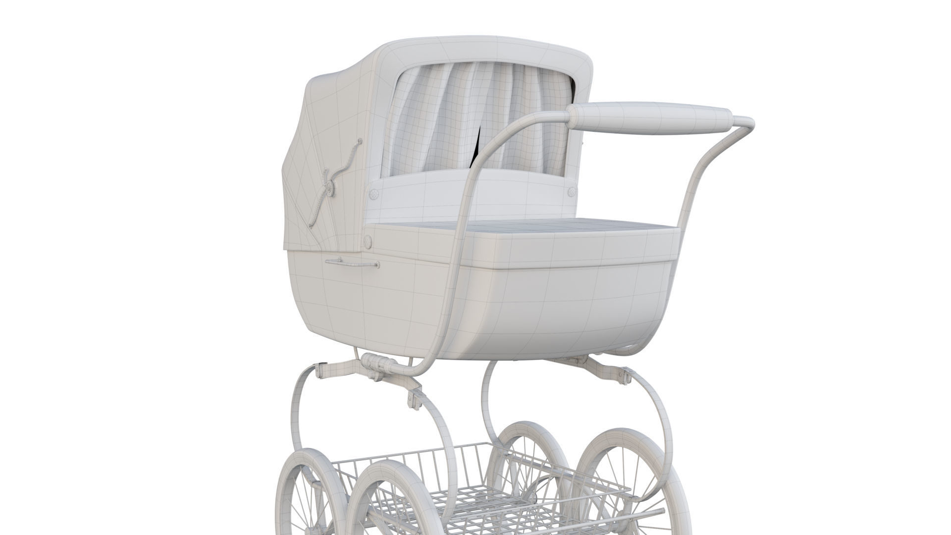 Vintage  Baby Stroller 3D model_9