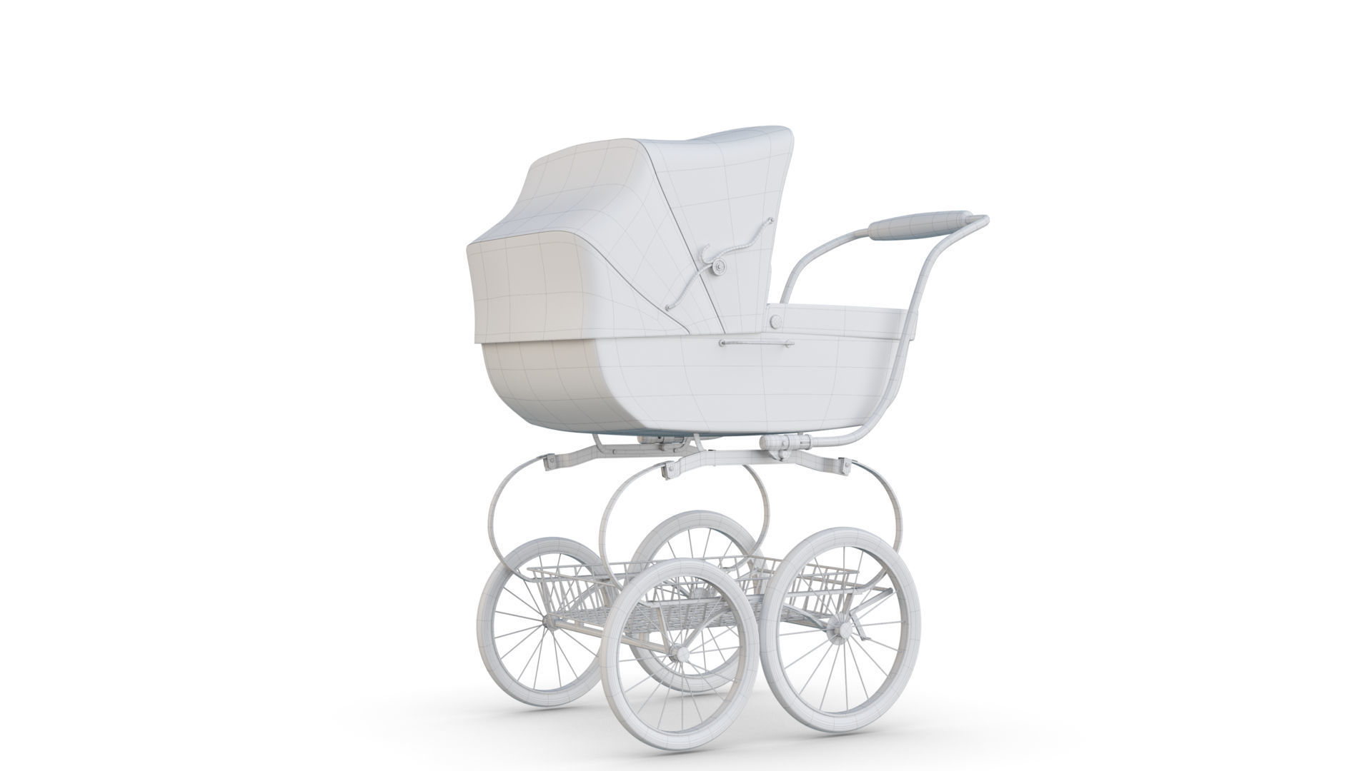 Vintage  Baby Stroller 3D model_11