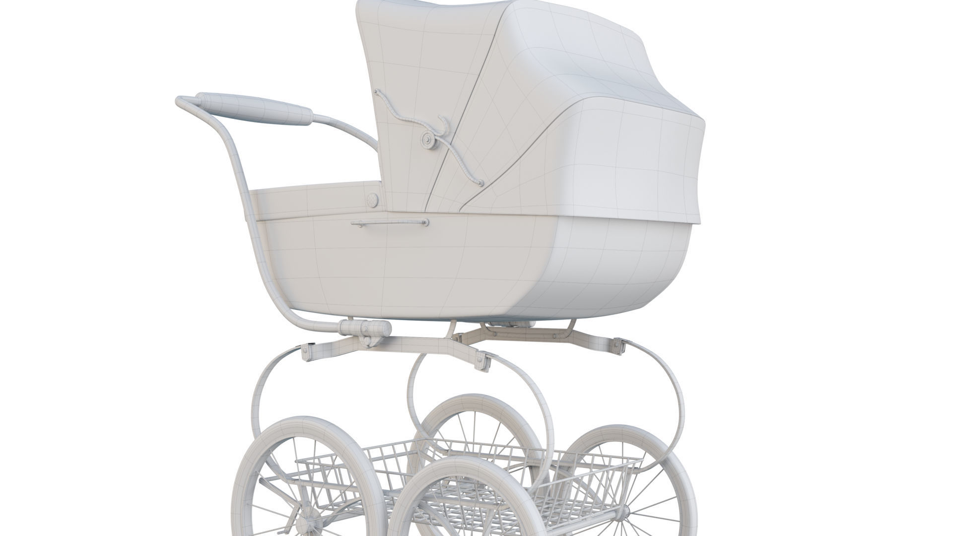 Vintage  Baby Stroller 3D model_13