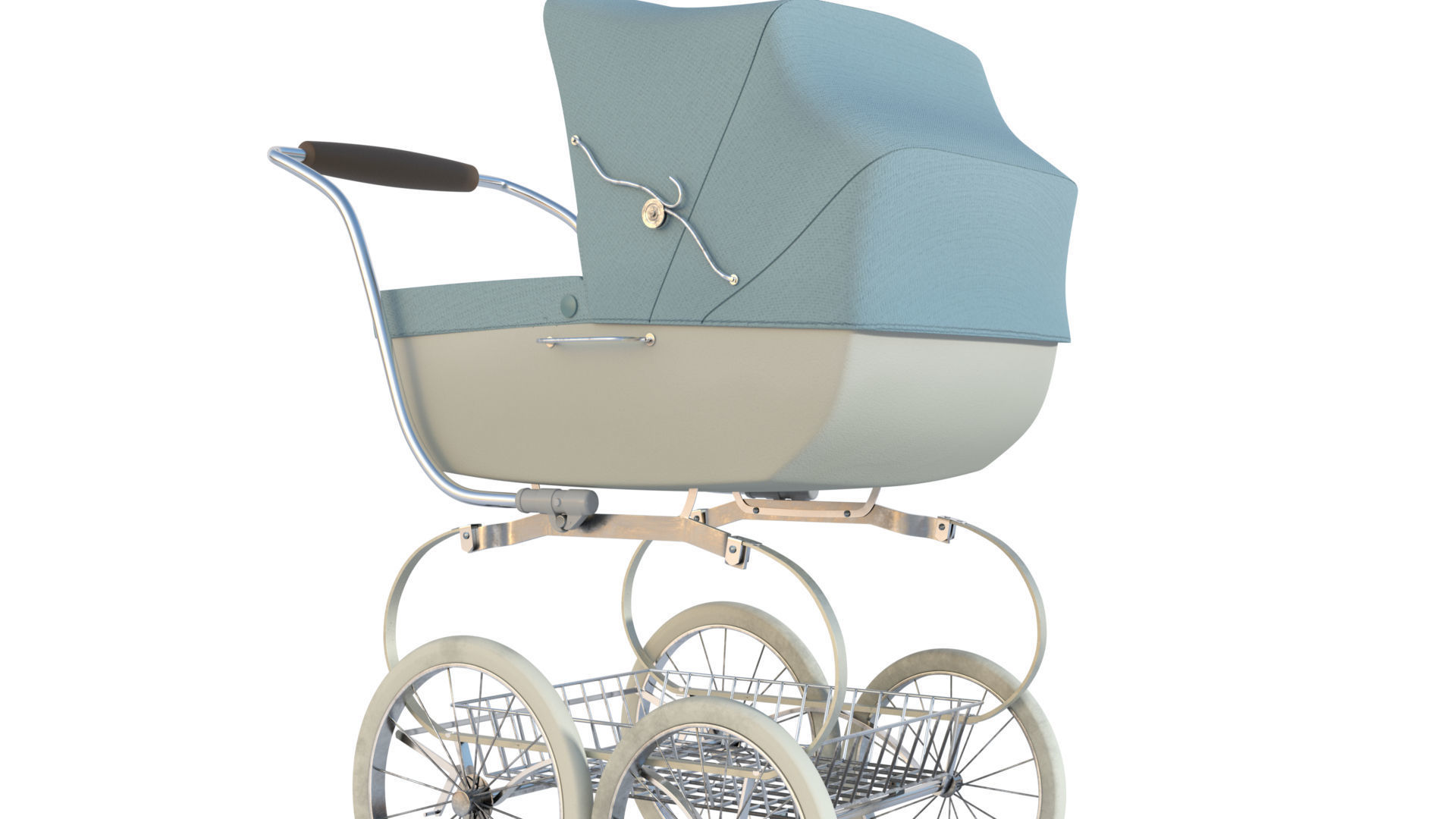 Vintage  Baby Stroller 3D model_7