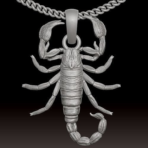 scorpion pendant Sculpture jewelry gold necklace 3D print model