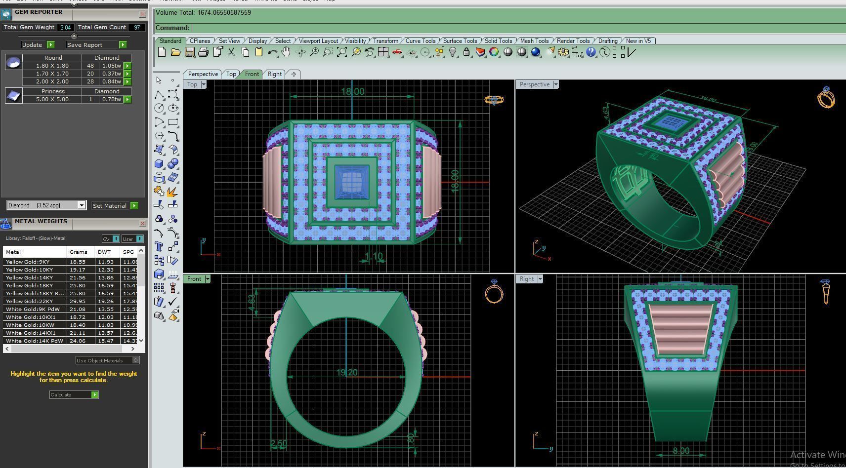 Ring M2 Mens luxury ring with gem 3D print model_13
