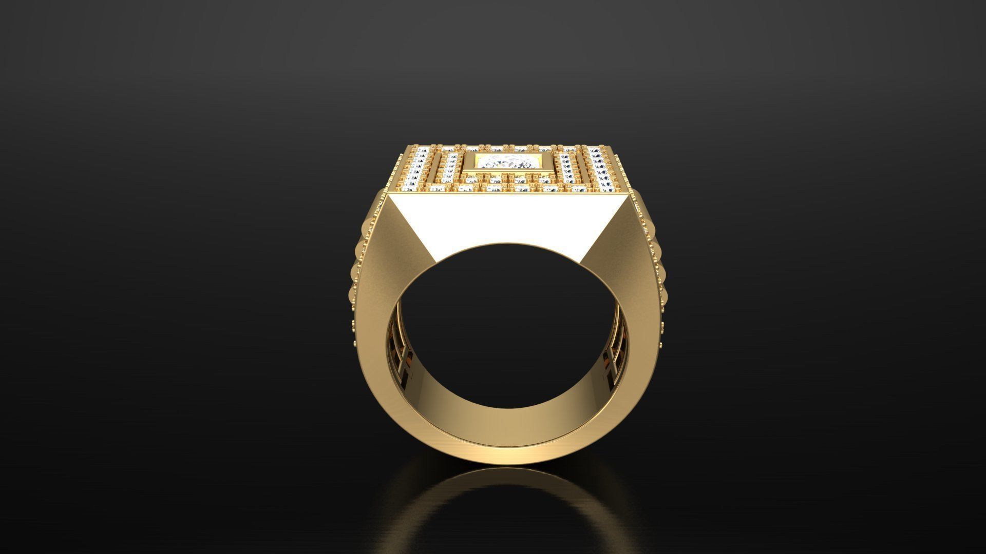 Ring M2 Mens luxury ring with gem 3D print model_8