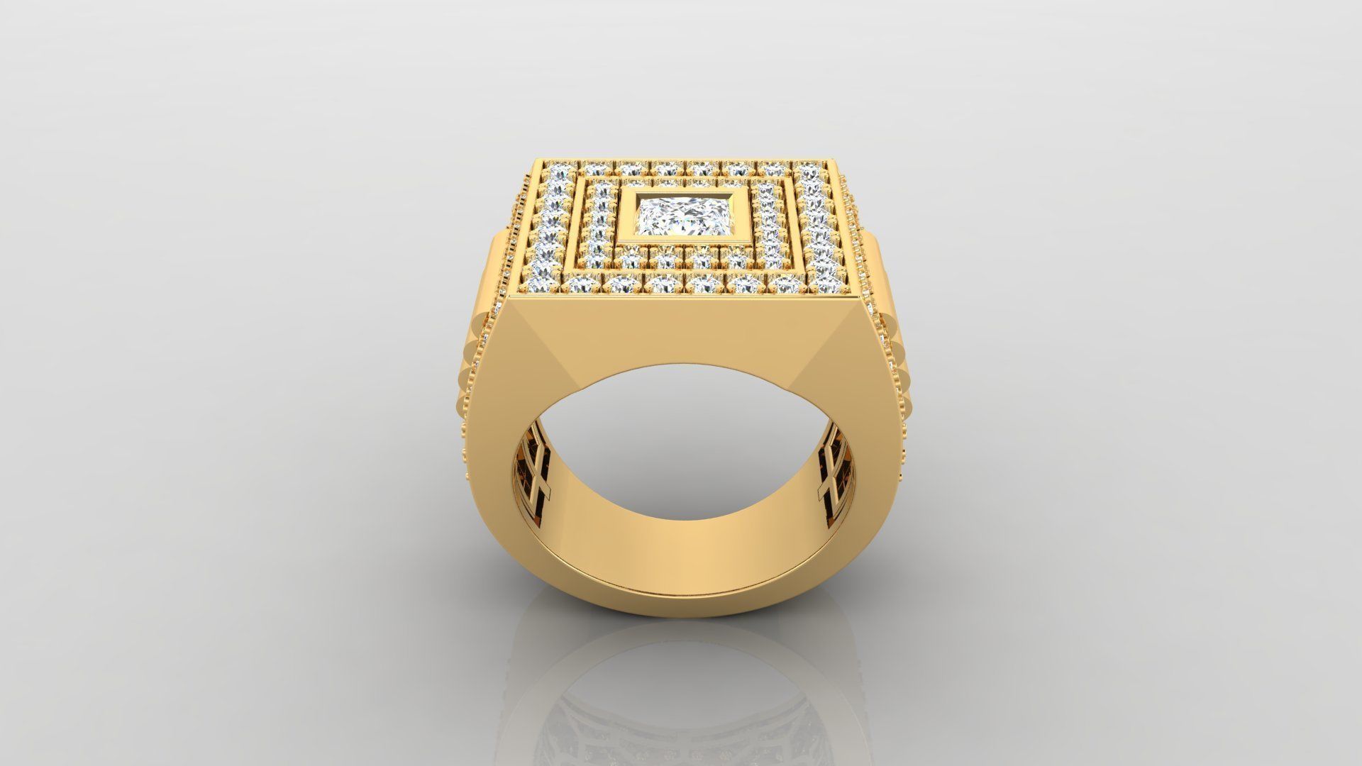 Ring M2 Mens luxury ring with gem 3D print model_1