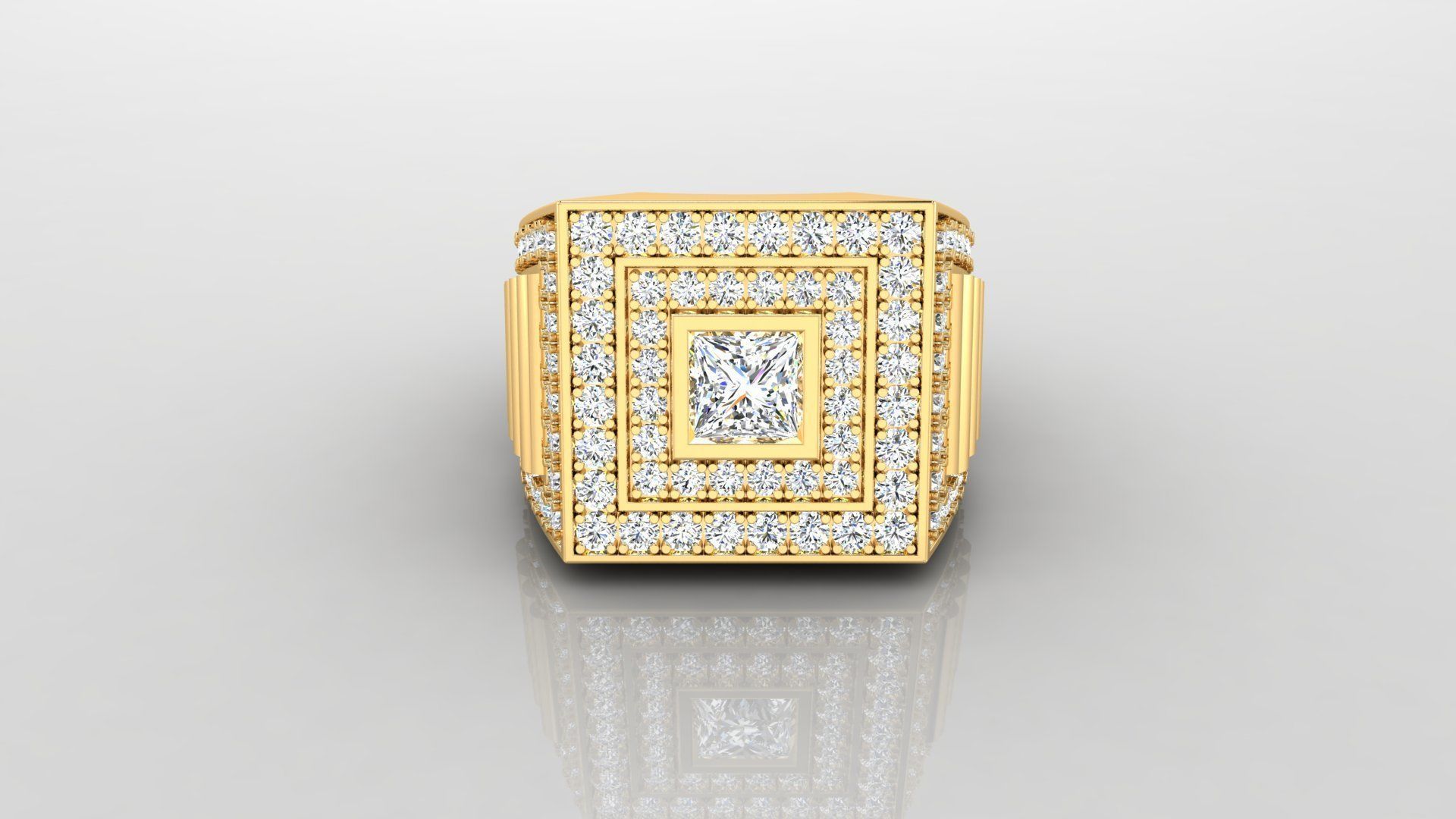 Ring M2 Mens luxury ring with gem 3D print model_4