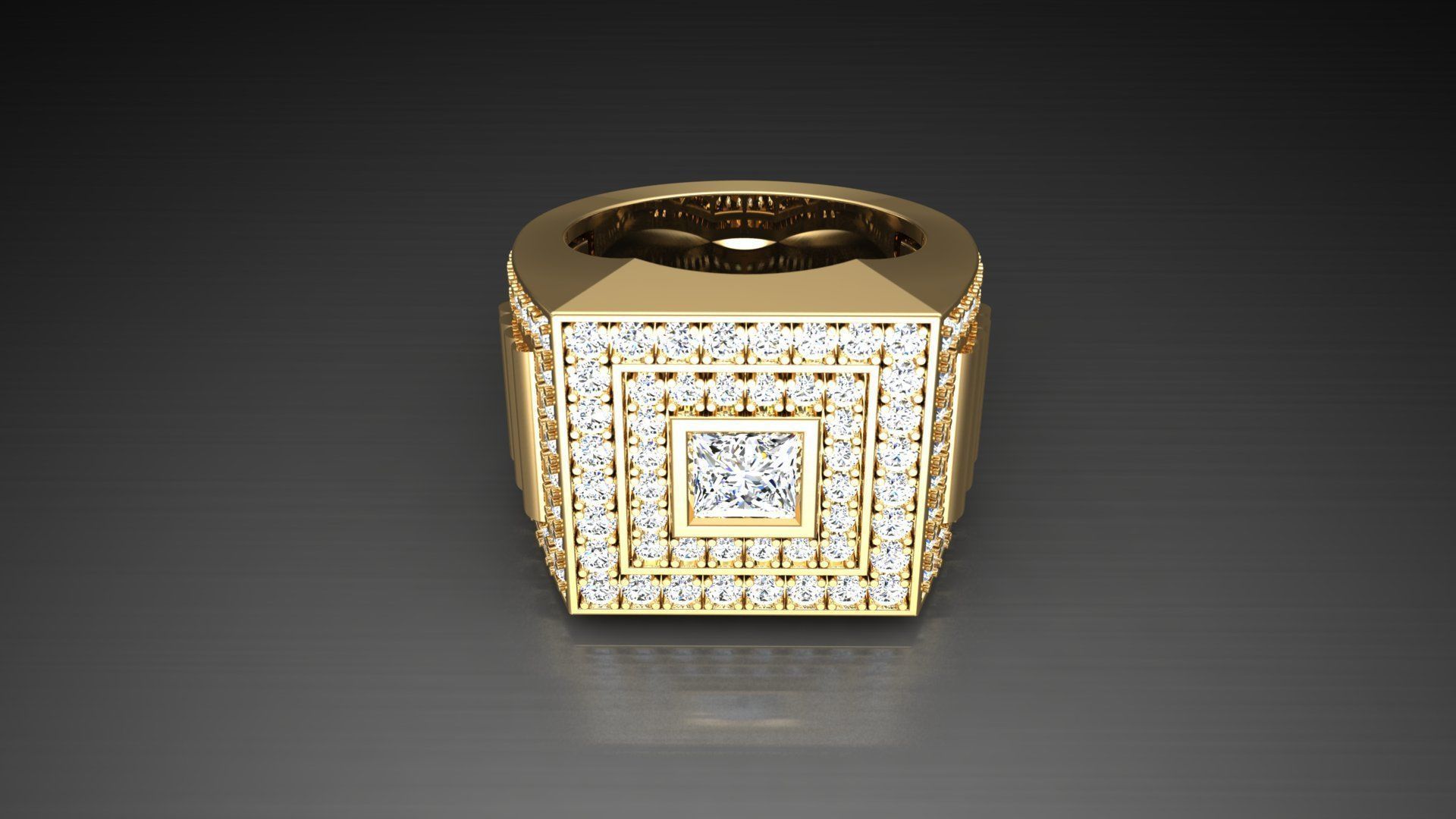 Ring M2 Mens luxury ring with gem 3D print model_11