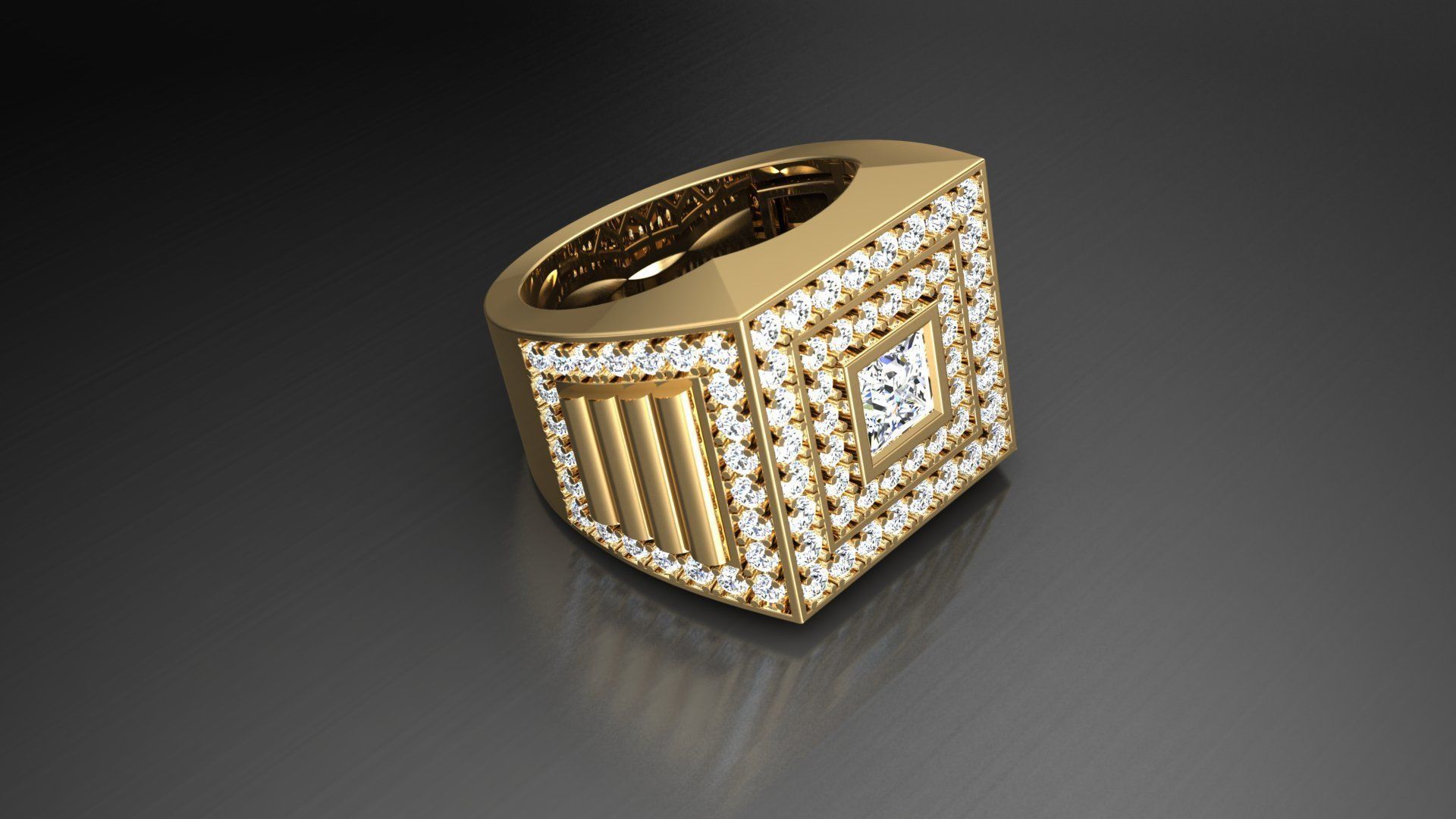 Ring M2 Mens luxury ring with gem 3D print model_12