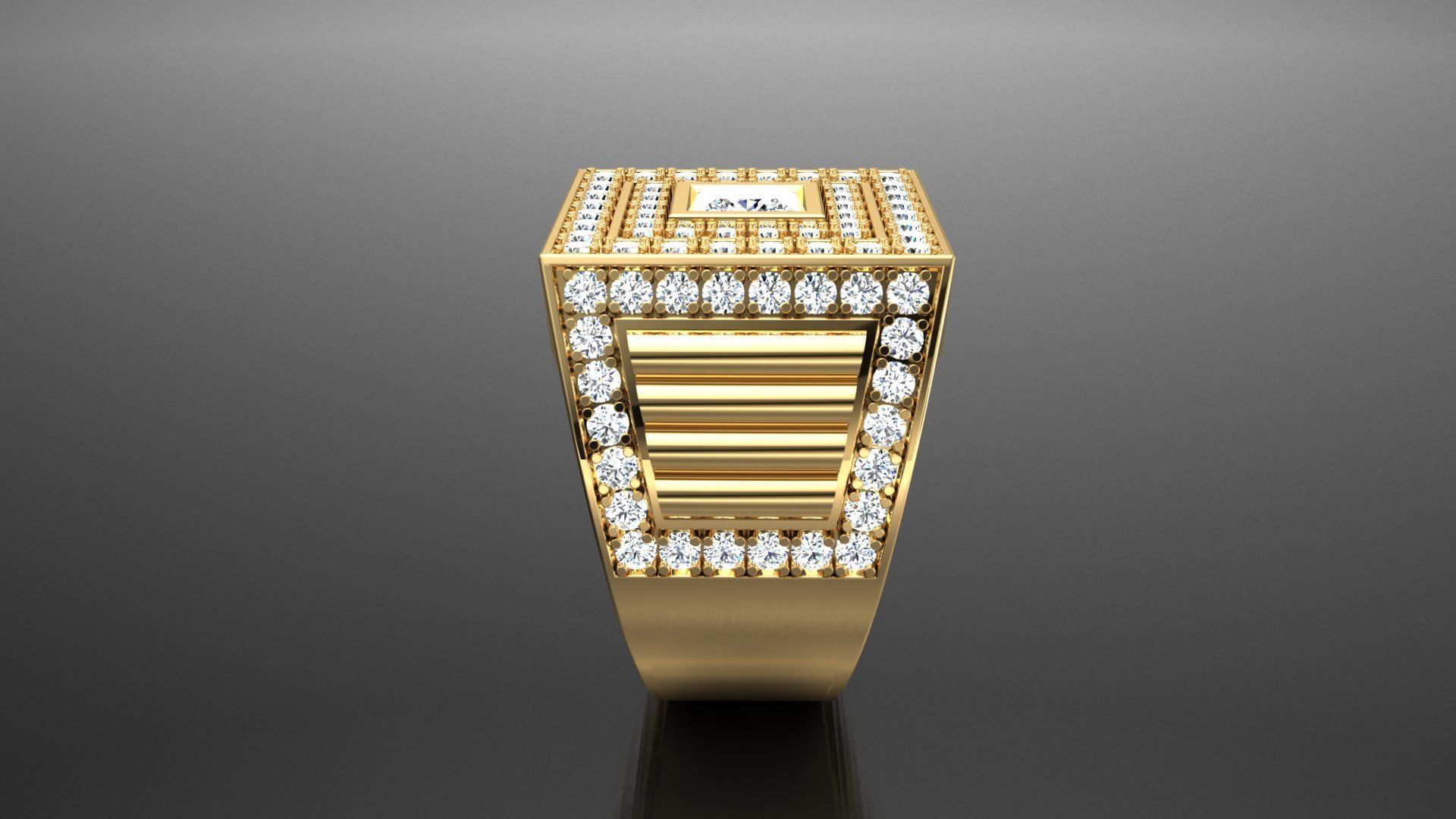 Ring M2 Mens luxury ring with gem 3D print model_10