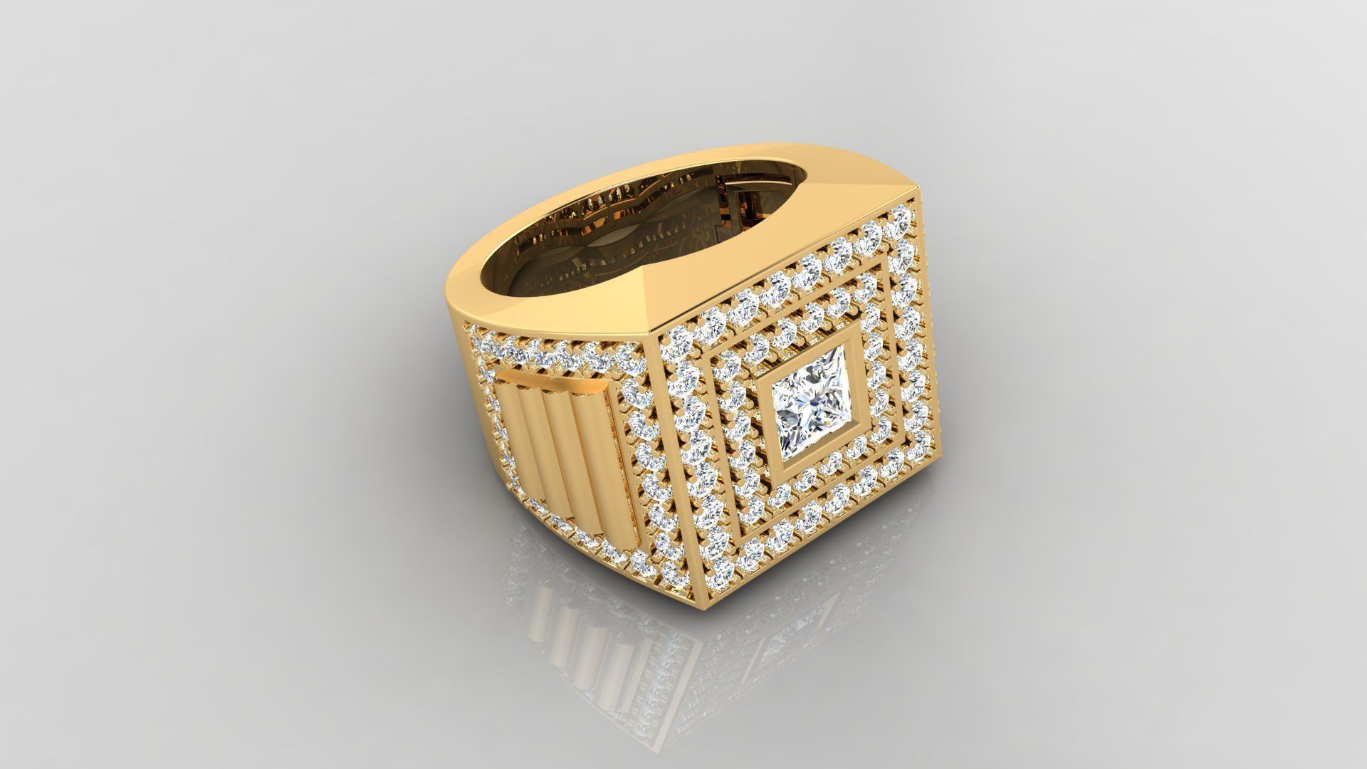 Ring M2 Mens luxury ring with gem 3D print model_3