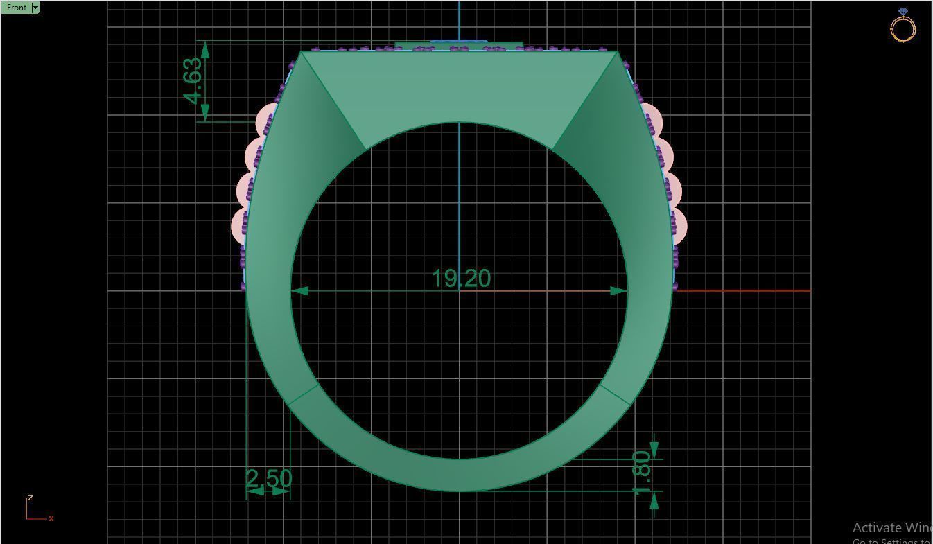 Ring M2 Mens luxury ring with gem 3D print model_14