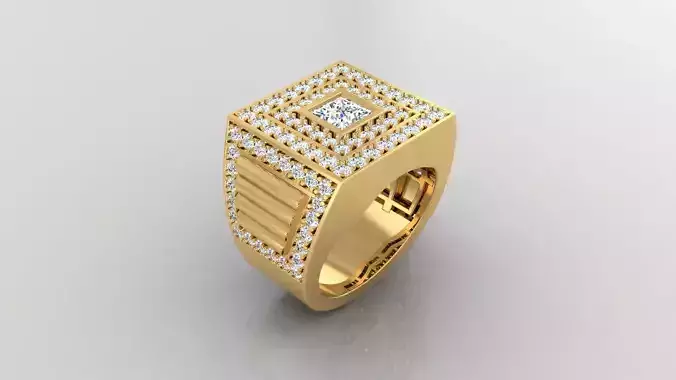 Ring M2 Mens luxury ring with gem