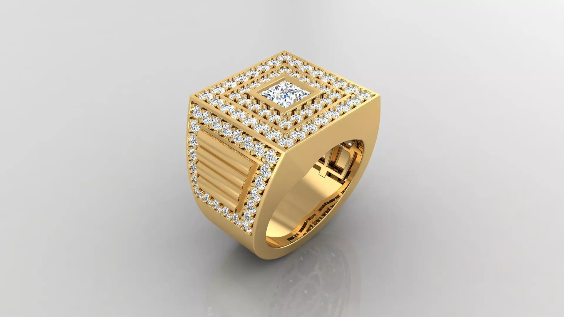 Ring M2 Mens luxury ring with gem 3D print model_0