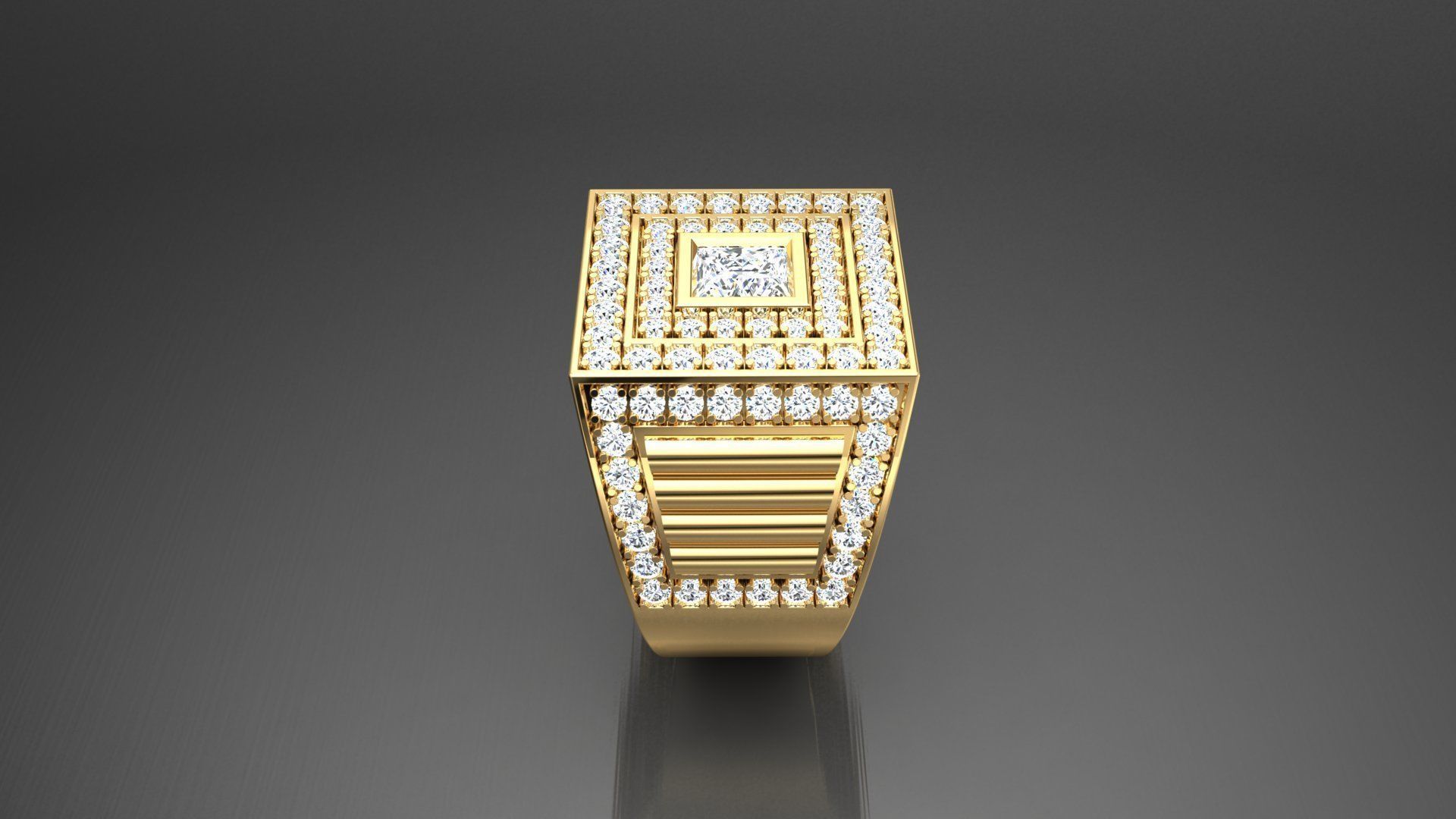 Ring M2 Mens luxury ring with gem 3D print model_9