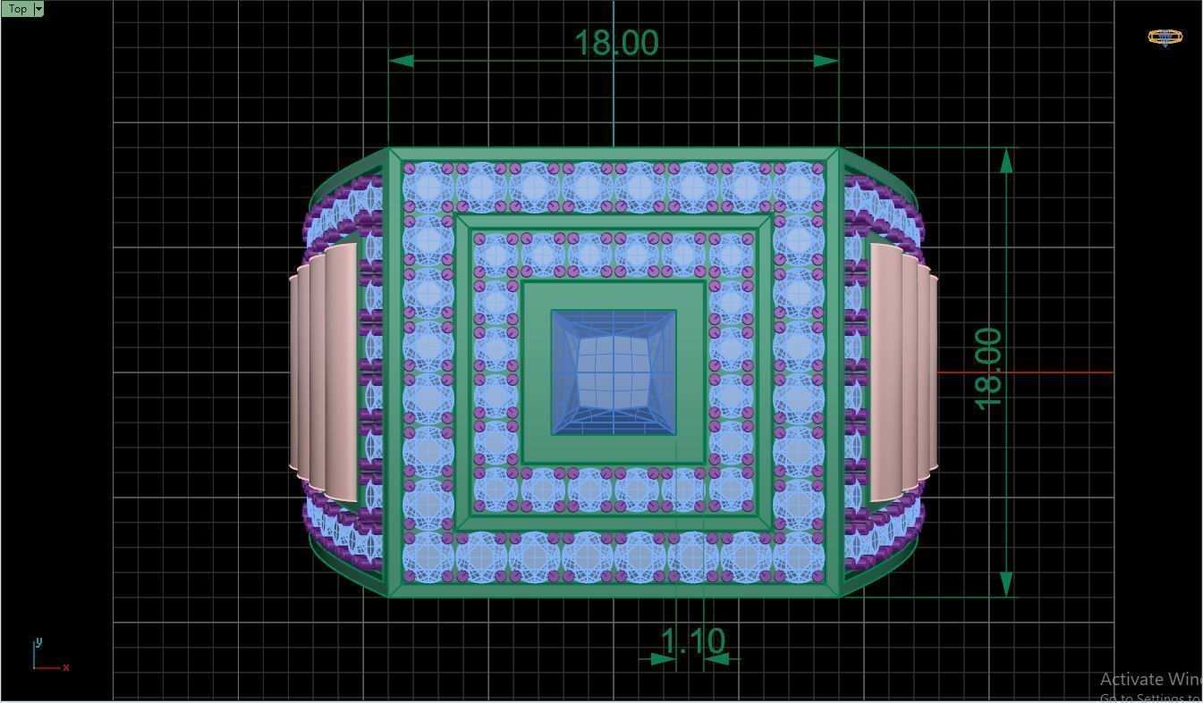Ring M2 Mens luxury ring with gem 3D print model_15