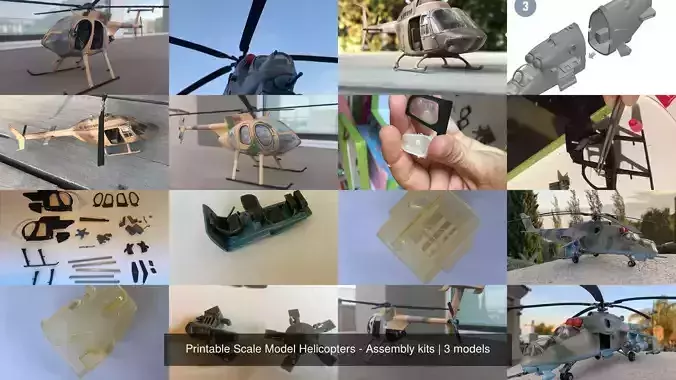 Printable Scale Model Helicopters - Assembly kits 3D Model Collection