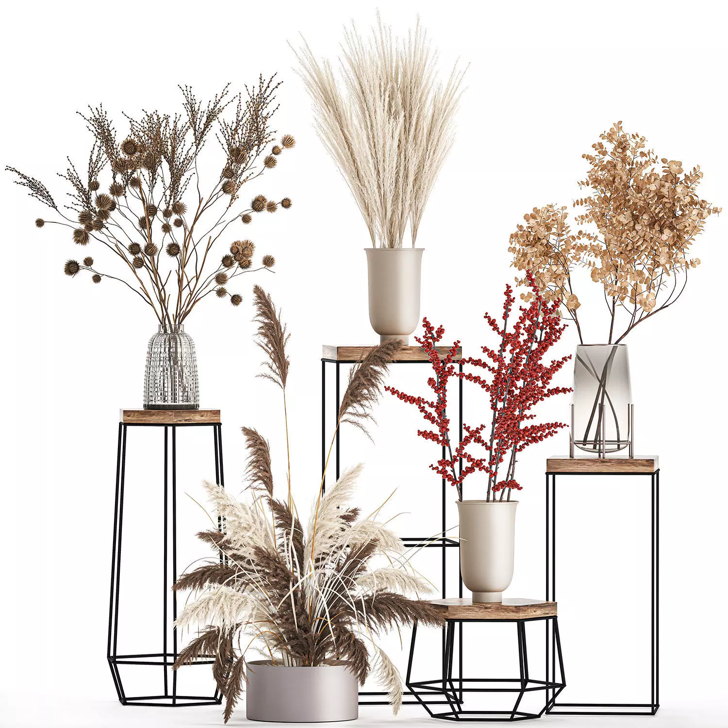 Collection of bouquets of dried flowers 212 3D model