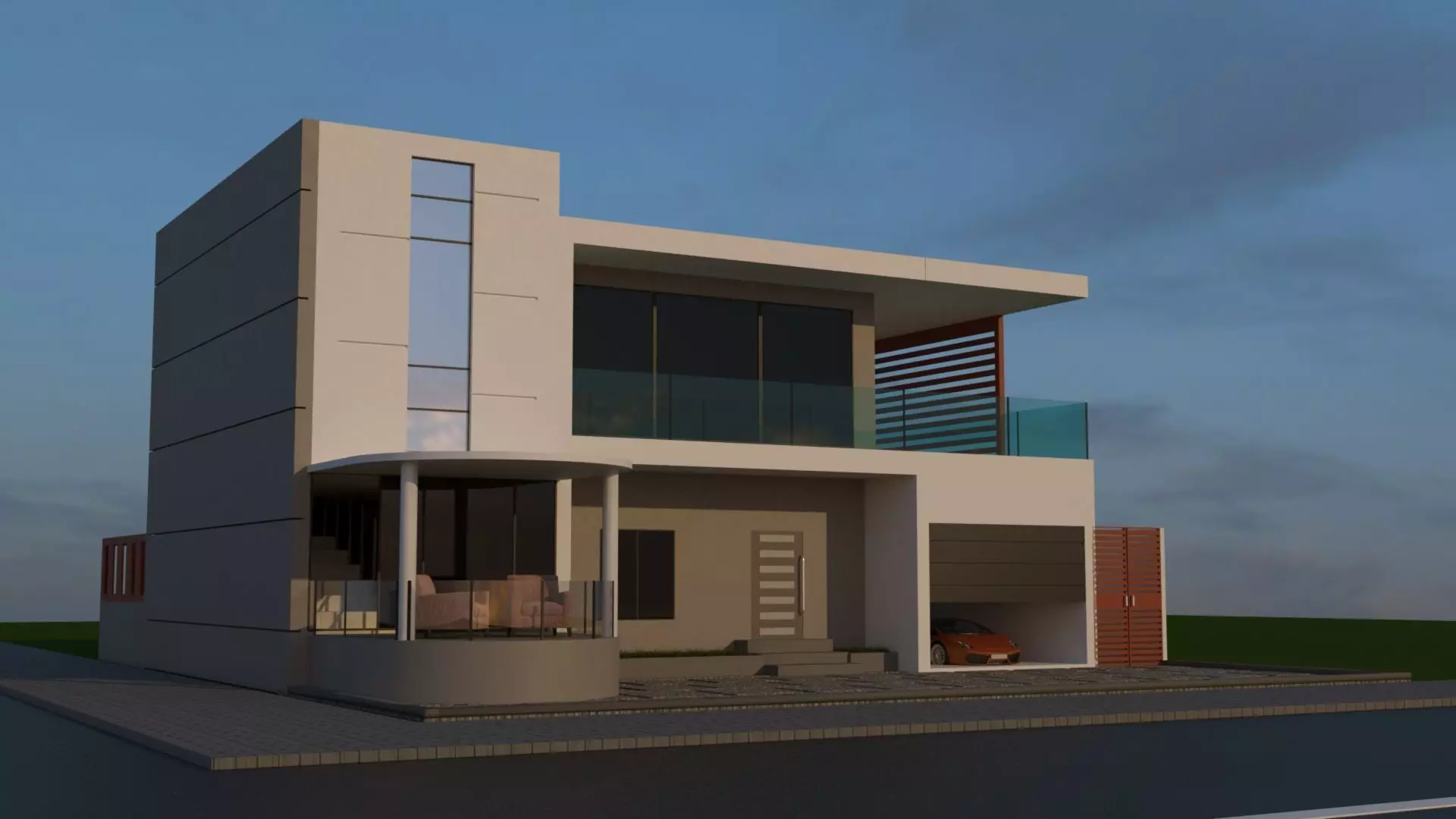 MODERN HOUSE ELEVATION Low-poly 3D model