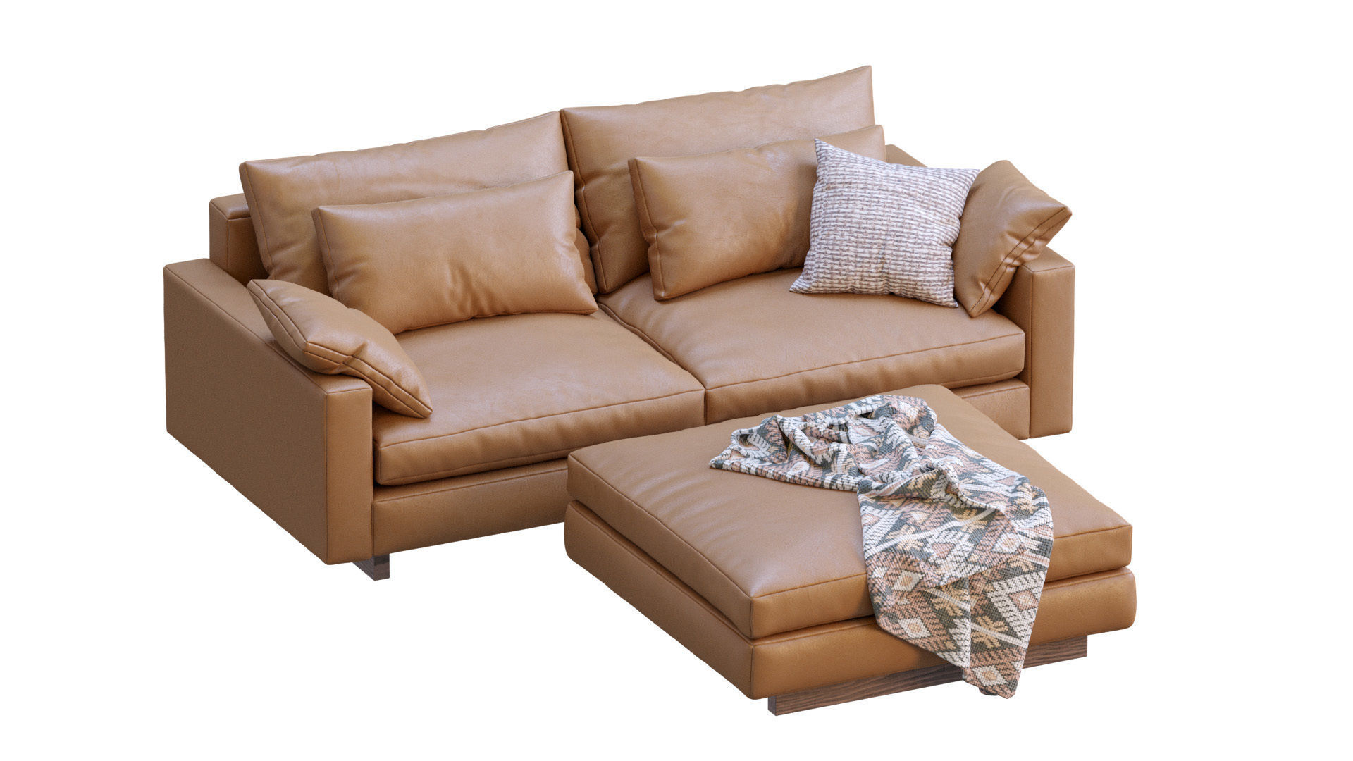 Leather Sofa Harmony By West Elm 3D model CGTrader