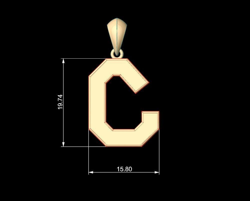 Initial Letters Pendant Agames C 3D print model_7