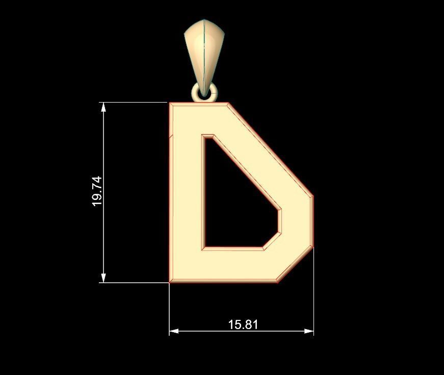 Initial Letters Pendant Agames D  3D print model_5