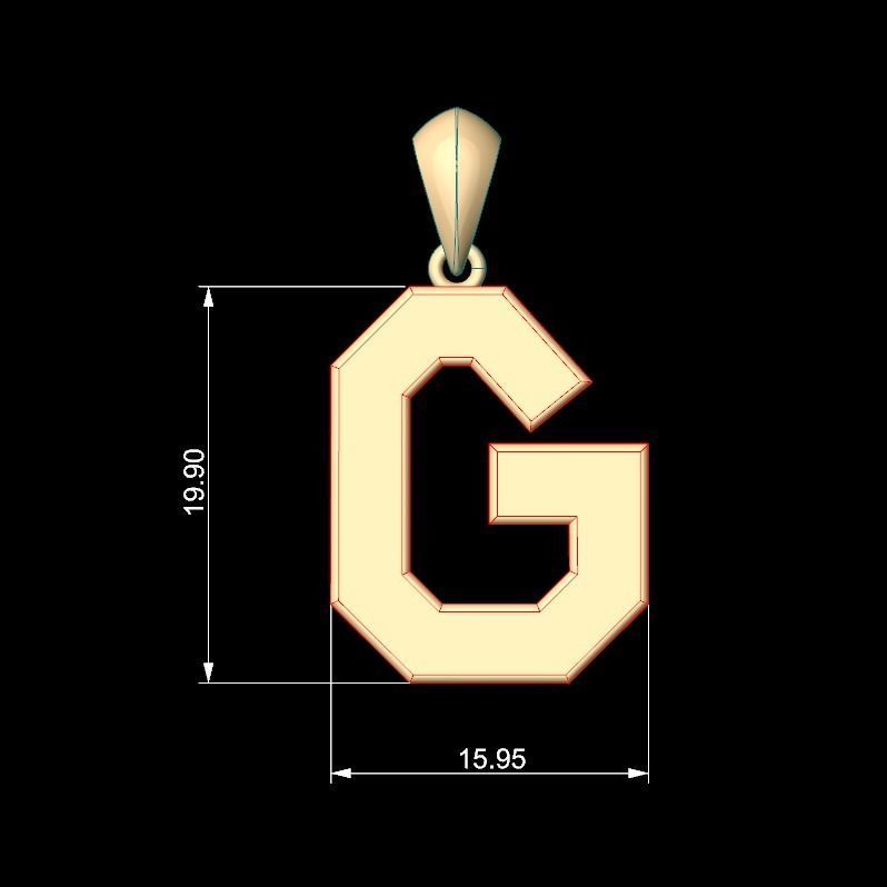 Initial Letters Pendant Agames G  3D print model_5