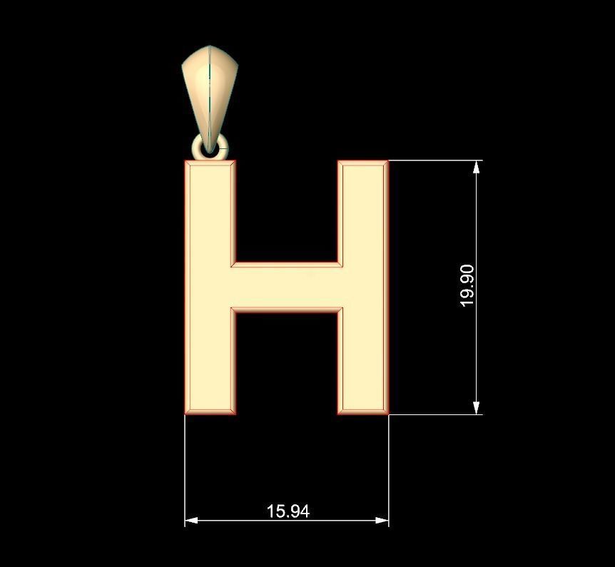 Initial Letters Pendant Agames H 3D print model_5