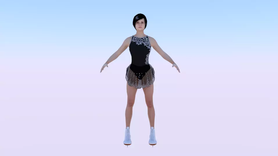 Woman Figure Skater 01 Low-poly 3D model