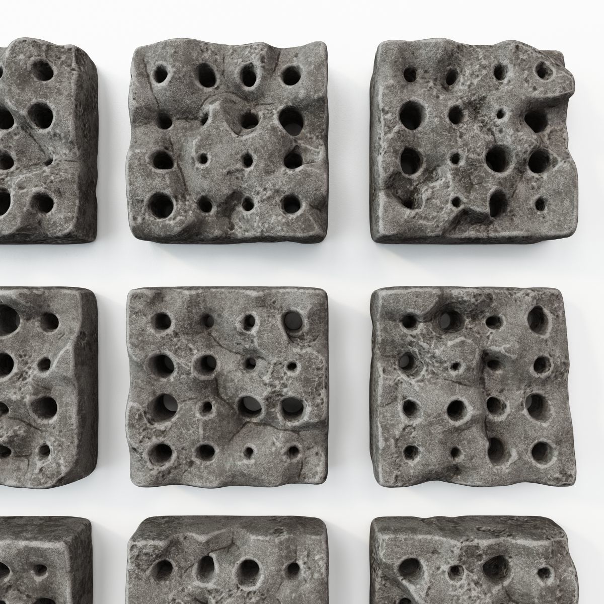 Stone panel cube hole decor n1 3D model_12