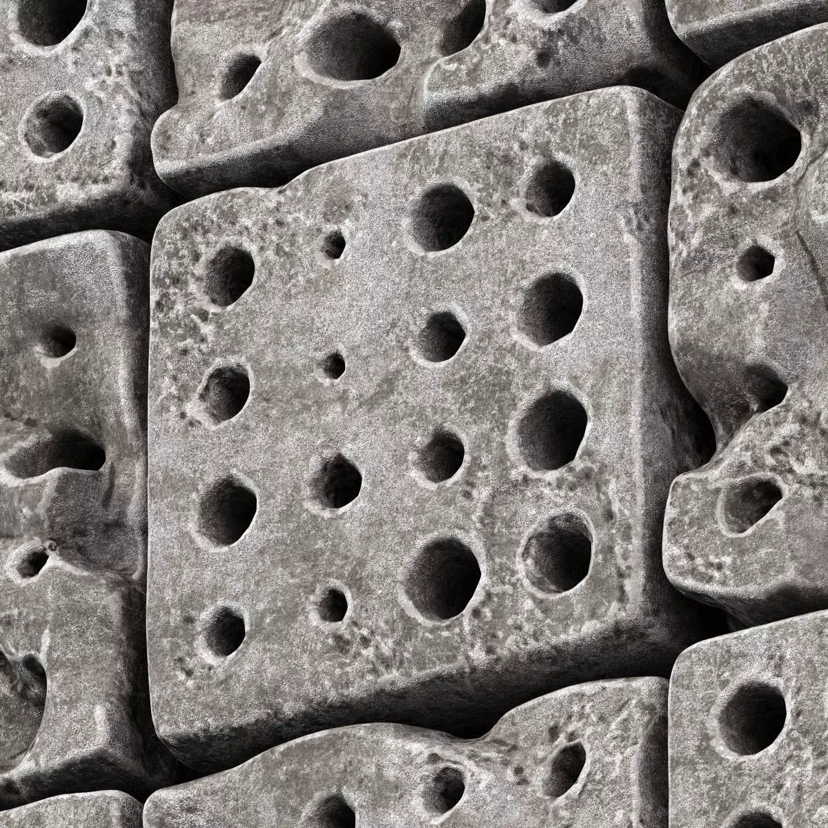 Stone panel cube hole decor n1 3D model_0