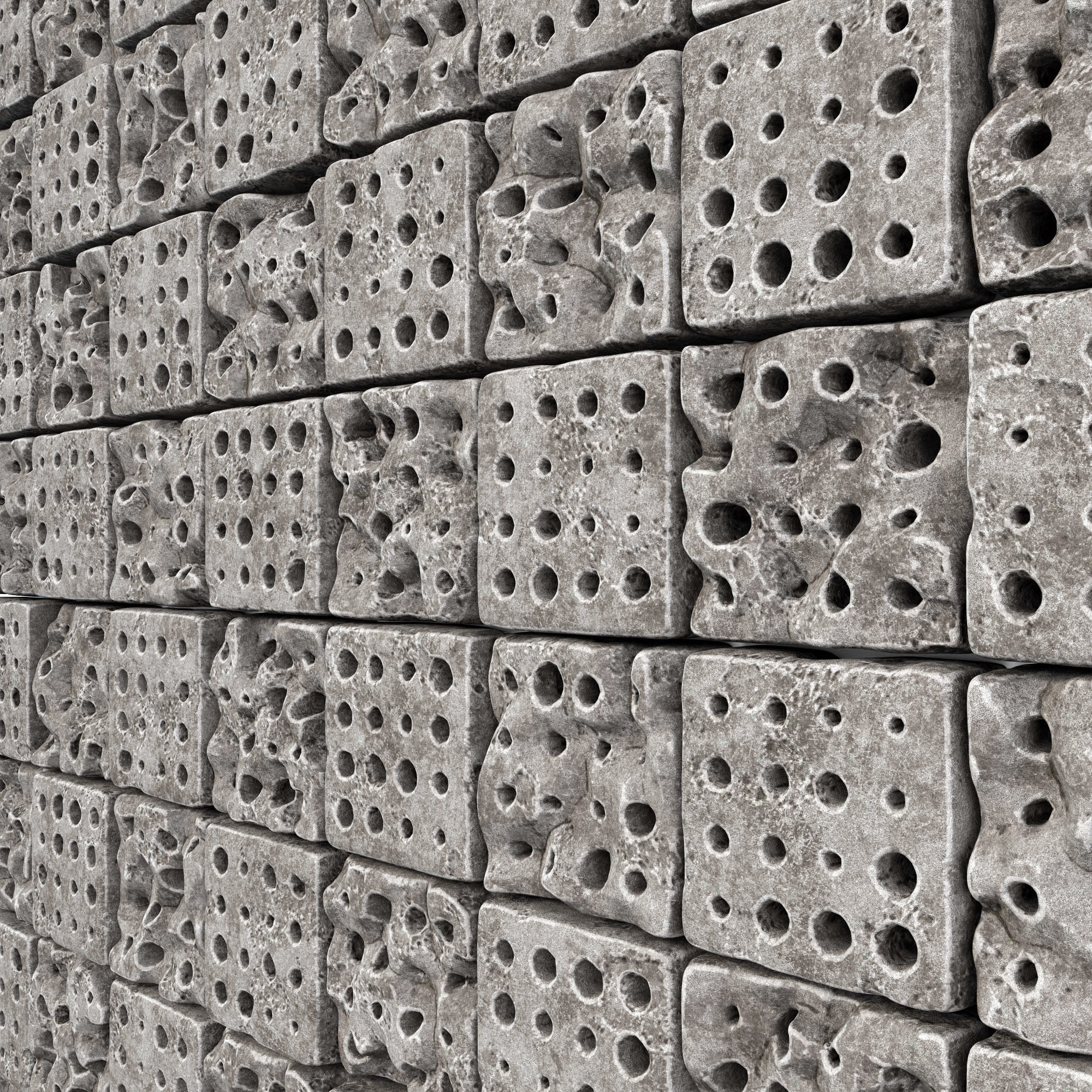 Stone panel cube hole decor n1 3D model_11