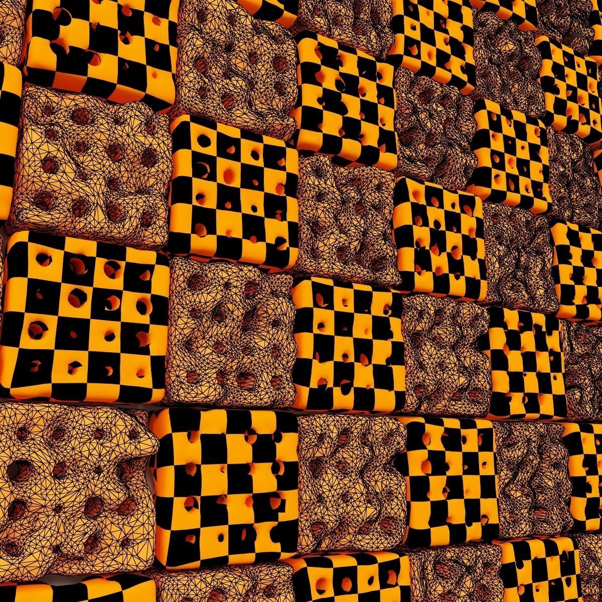 Stone panel cube hole decor n1 3D model_23