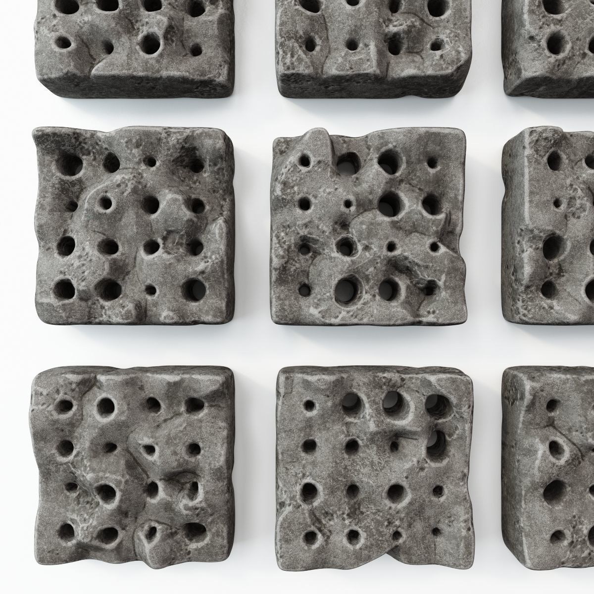 Stone panel cube hole decor n1 3D model_13