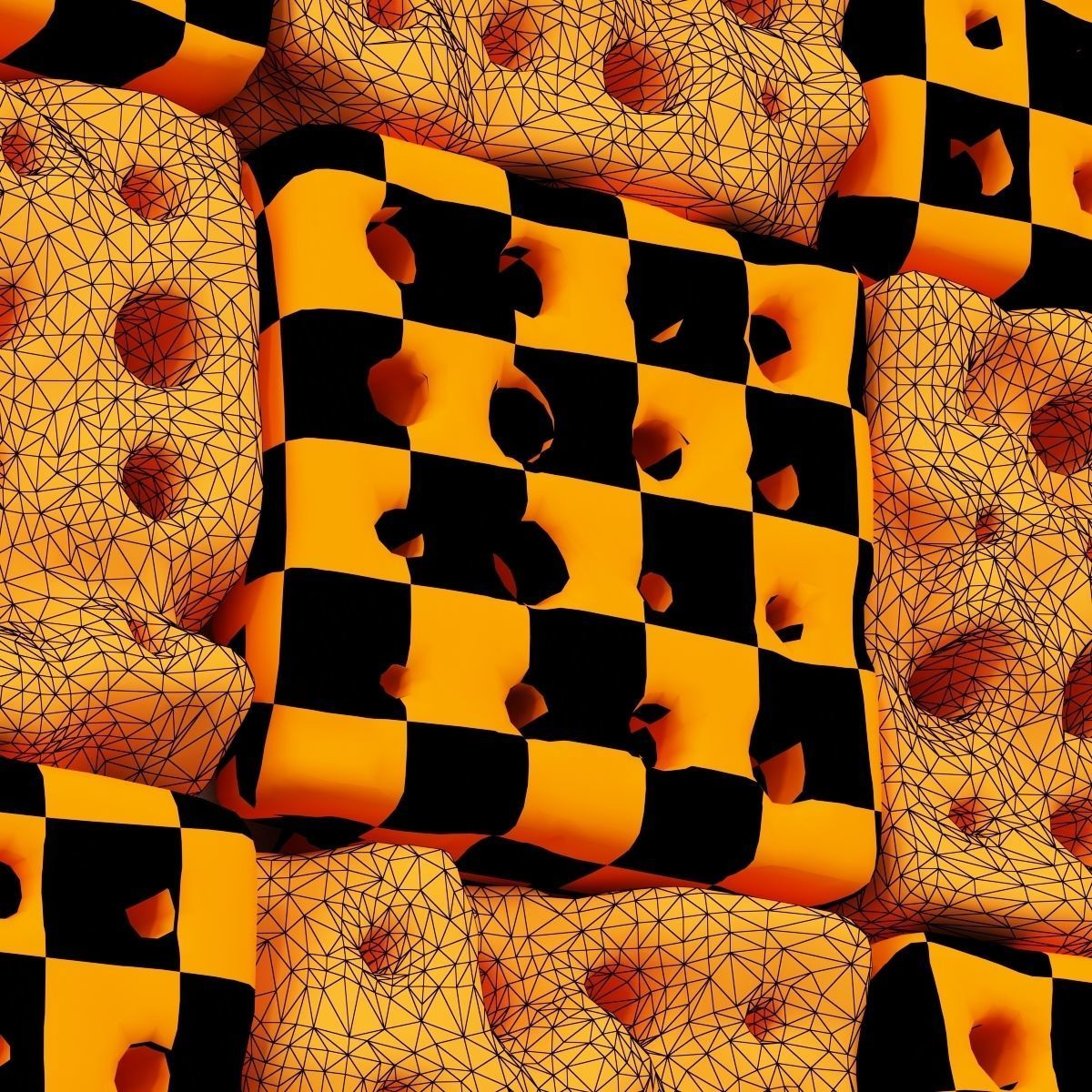 Stone panel cube hole decor n1 3D model_18