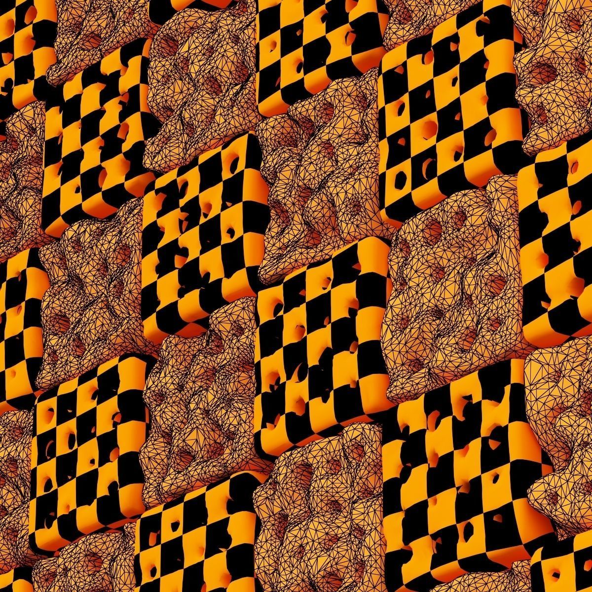 Stone panel cube hole decor n1 3D model_17