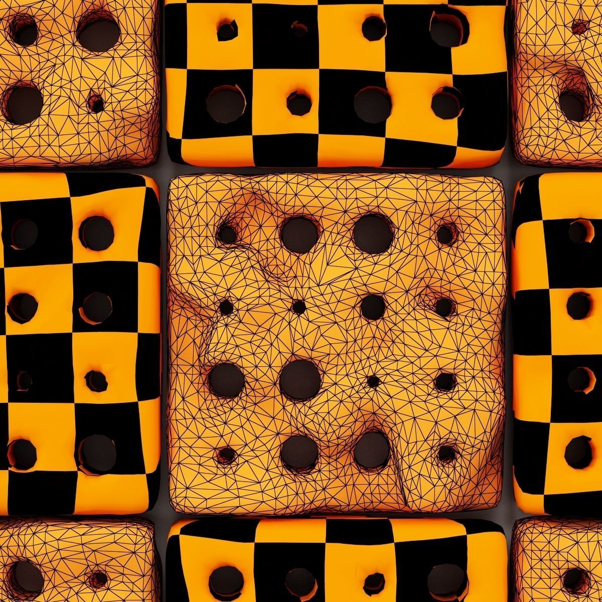 Stone panel cube hole decor n1 3D model_22