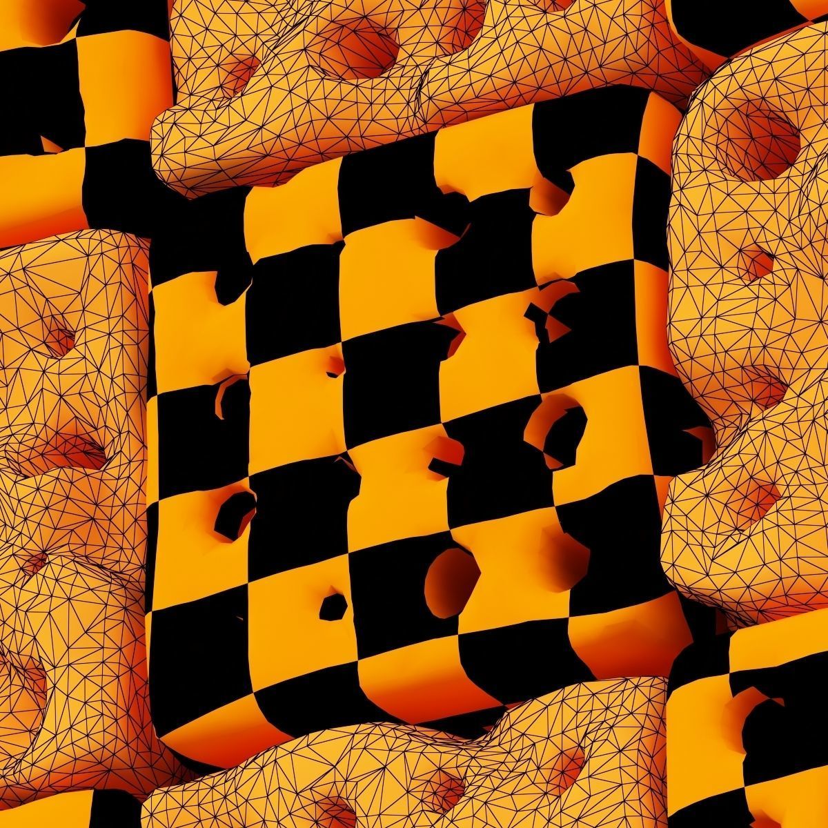 Stone panel cube hole decor n1 3D model_20