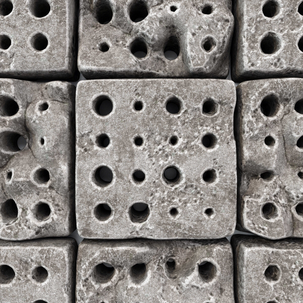 Stone panel cube hole decor n1 3D model_3
