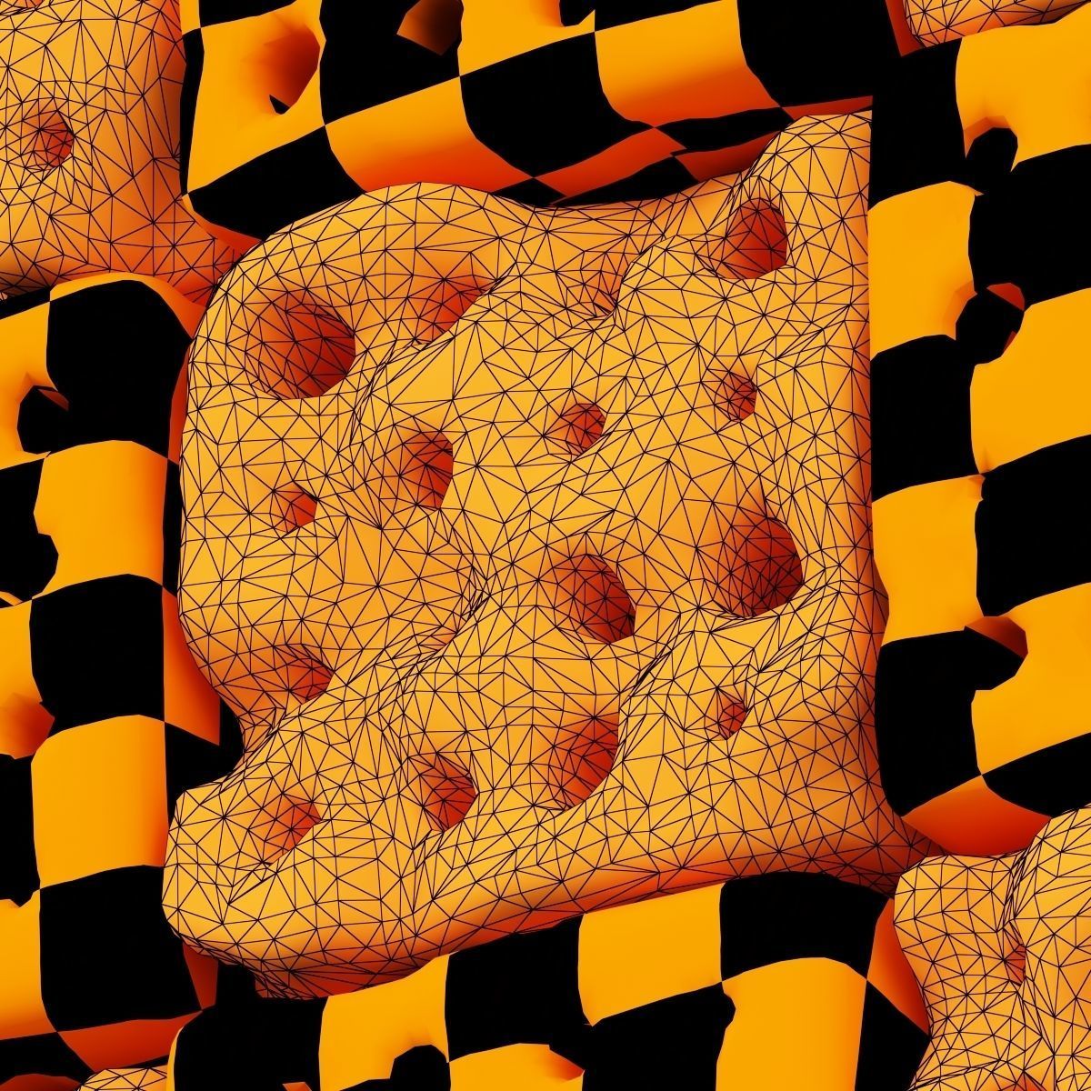 Stone panel cube hole decor n1 3D model_19