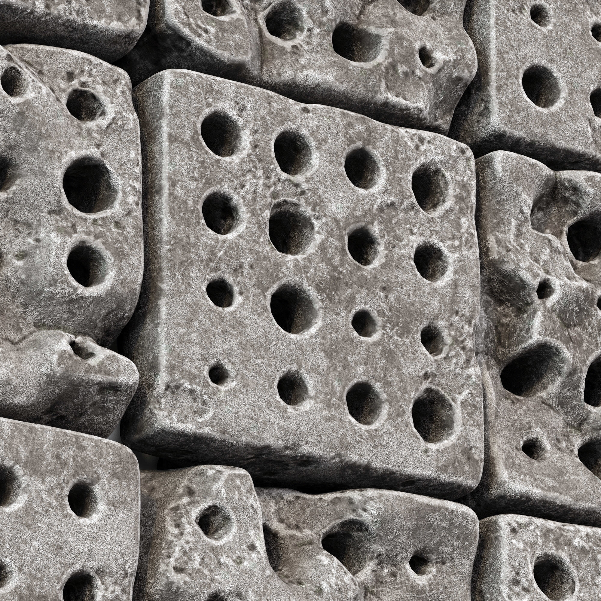 Stone panel cube hole decor n1 3D model_7