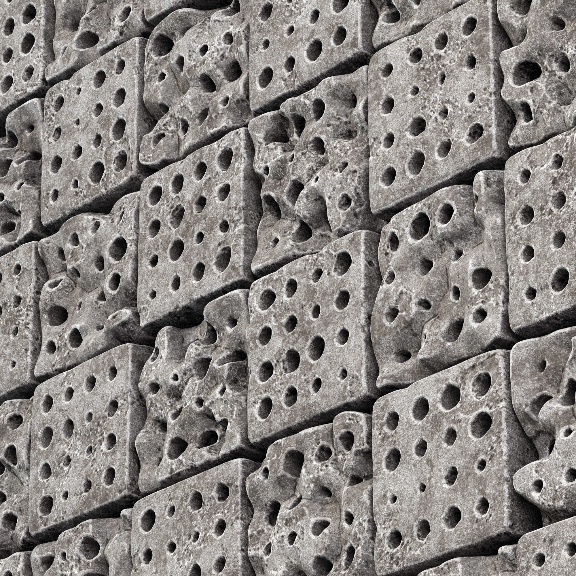 Stone panel cube hole decor n1 3D model_4