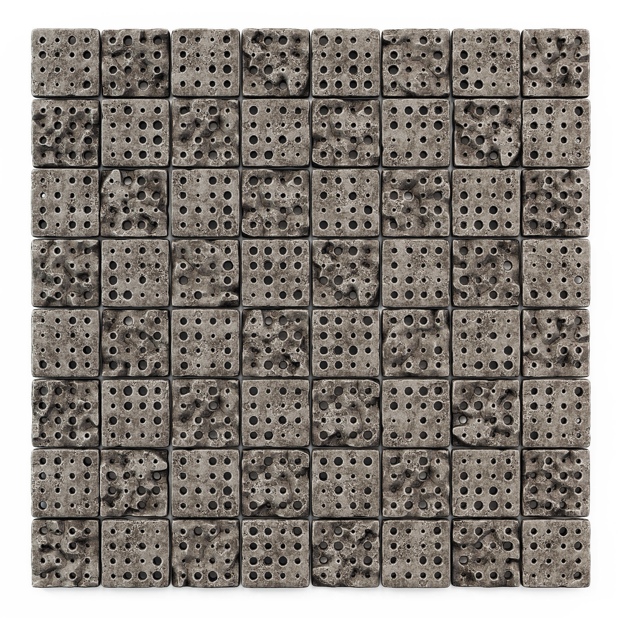 Stone panel cube hole decor n1 3D model_5